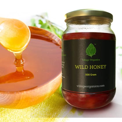 Village Organica Wild Honey (Glass Bottle), 500gram.