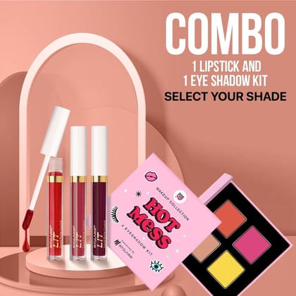 POPxo Makeup - 4 Eyeshadow Kit + LIT Liquid Matte Lipstick Exclusive Combo