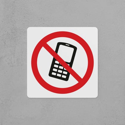 No Mobile Phones Sign-Icons Only / Small i.e. 200mm × 200mm × 5mm / Sign without holes