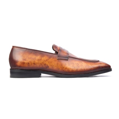 Tan Hand Patina Penny Loafers-UK5/US6/EU39