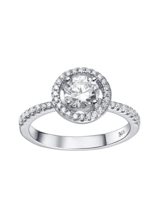 The Halo 0.5 Carat American Diamond 925 Silver Ring-12