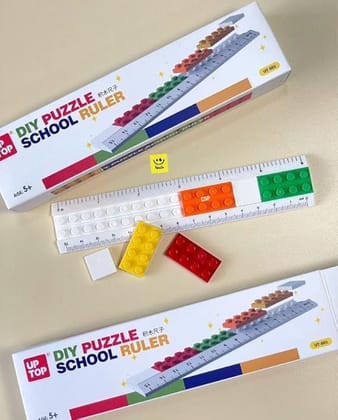 Ji and Ja DIY Puzzle Blocks Plastic Straight Ruler 15 cm Scale School Ruler for Children