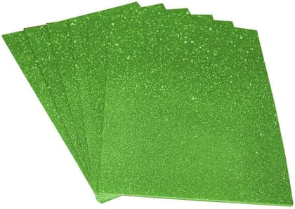 A4 Glitter Foam Sheet Sparkles Color, for Art & Craft, Decoration, Gift Wrapping, Scrapbooking, Craft Project (Green Color) - Pack of 10