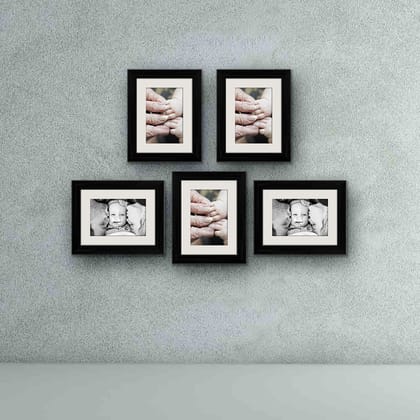 Wall Photo Frame D16 Wall Photo Frame-Black Frame / Set of 5 Units With Mat | 6x8inch