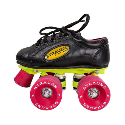 STRAUSS Gripper Skating Shoes with Rubber Wheels for Kids 8-9 Years, Size-1, Red/Black. Suitable for All Skill Levels.-STRAUSS Gripper Skating Shoes | Fixed Body Roller Skates | Shoe Skate with R