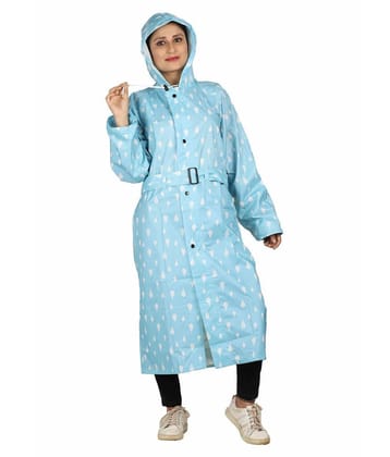 Goodluck Polyester Long Raincoat - Blue - XL