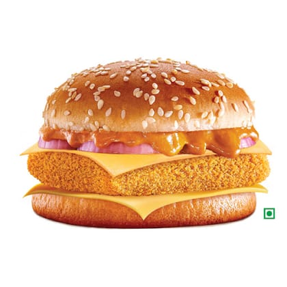 Veg Makhani Burst Double Cheese Burger.