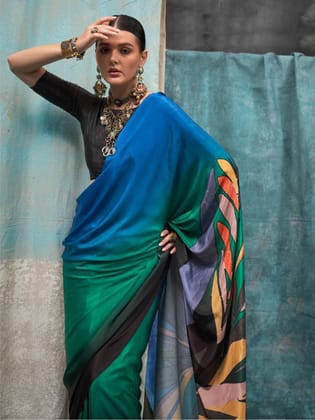 Navy Crape Silk Saree