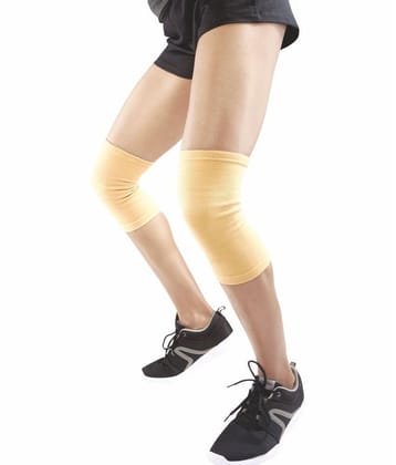 Vissco Tubular Elastic Knee Cap, Ideal Mild Support for Free Knee Movement, Color- Beige (IN PAIR)- Medium - None