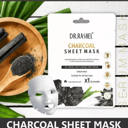 CHARCOAL SHEET MASK WITH SERUM THAT CONTROLS OIL, DEEP CLEANSING & PORE CONTROL(2 PACk)-Pack of 1