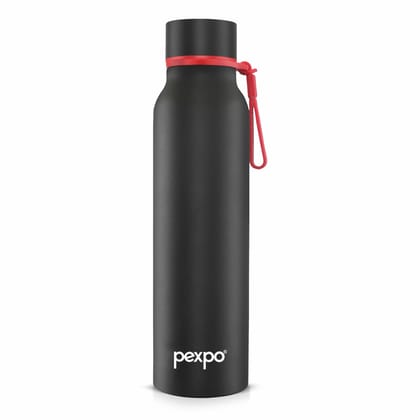 Pexpo Stainless Steel Vacuum Insulated Flask, 850 ml, Knight Black | Bosco | Portable, Durable & Keeps Drinks Hot/Cold for 24 Hours