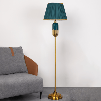 Teal & Gold Radiance Floor Lamp-Height - 63 Inches & Width - 16 Inches / Stainless Steel & Ceramic / Available