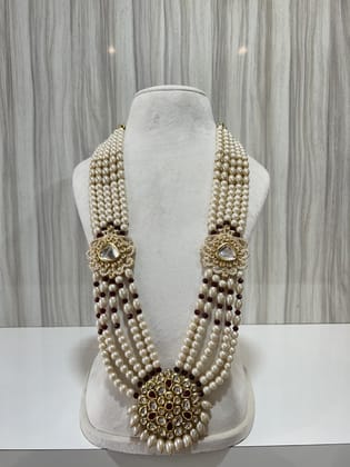 CREAM X MAROON KUNDAN MALA