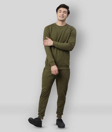 Rigo - Olive Cotton Regular Fit Solid Men's Sports Tracksuit ( Pack of 1 ) - XL