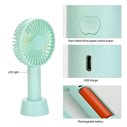 Mini Portable USB Fan Handy Built-in Rechargeable Battery Operated Table Fan -Handy Base For Home Office Indoor Outdoor Travel (Multicolour)  by Ruhi Fashion India