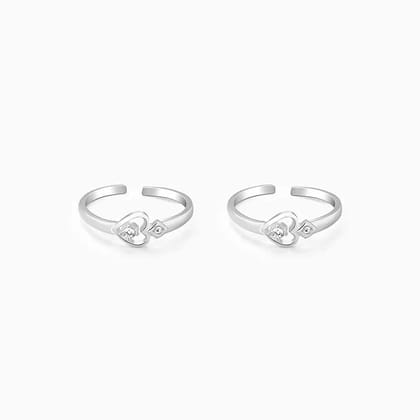 Silver Sparkling Heart Toe Rings