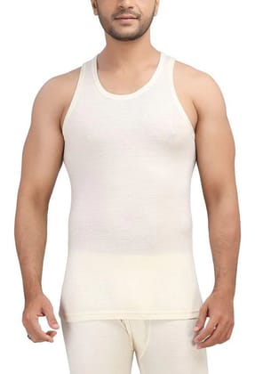 Monte Carlo Pure New Merino Wool Machine Washable Sleeveless Round Neck Thermal for Men Off White-32 / XX-Small