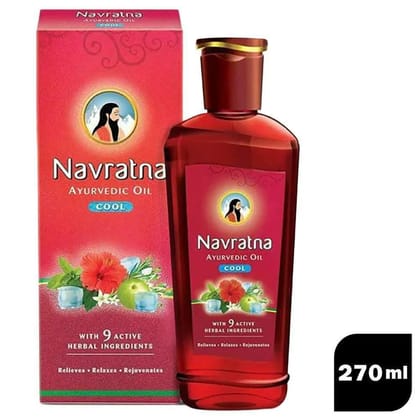 Navratna Ayurvedic Cool Hair Oil with 9 Active Herbal Ingredients 270 ml