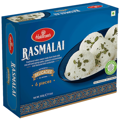 Haldiram's Rasmalai - Soft, Spongy, 500 g (6 pcs)