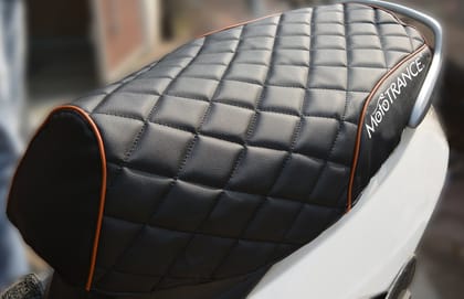 Mototrance PU Leather Designer Bike Scooter Seat Cover (MTSC-304-BLOR) for Bajaj PULSAR DTS-i-Black Orange