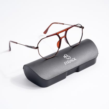 EyeJack DISK Brown Wayfarer Eyeglasses for Men & Women (128609CL216-C4)