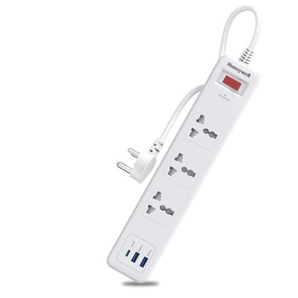 Honeywell Surge Protector,3 Universal Sockets, 2USB, 1TypeC, 1.8Mtr Cord, 3Yr Manufacturer Warranty