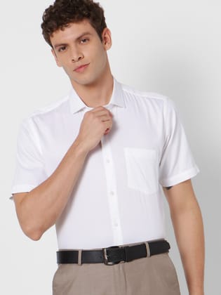 White Solid Formal Shirt-L/40