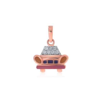 Senco Gold 14K Rose Gold Vroom Car Kids Diamond Pendant (Gold Weight - 1.5 g / 0.08 carat / HI-SI)