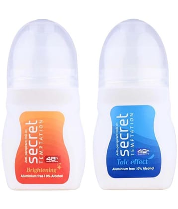 secret temptation Talc Effect and Brightening Deodorant Roll-on - For Women (100 ml, Pack of 2)