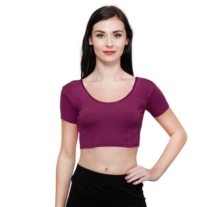 Vami Women's Cotton Stretchable Readymade Blouses - Violet L