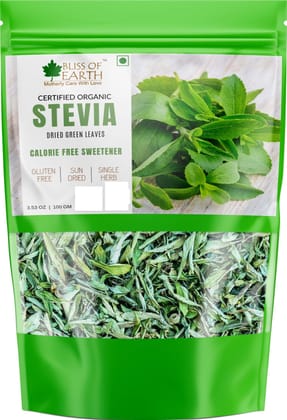 Bliss of Earth USDA Organic Stevia Leaves For Tea Coffee Sweetener, 100 gm