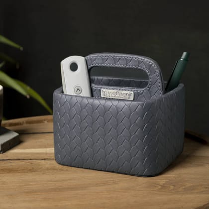 Entwine Multipurpose Caddy Grey | Faux Leather Desk Organizers-Grey