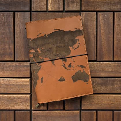 World Map TBC Travellers Journal | A5-Leather Cover Only