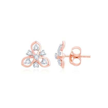 Senco Gold 18K Rose Gold Pink Dazzler Diamond Studs Earrings (Gold Weight -  1.7 g / 0.2 Ct / HI-SI)