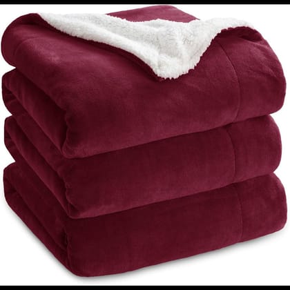 Sherpa California King Size Reversible 2in1 Blanket - Wine-SINGLE