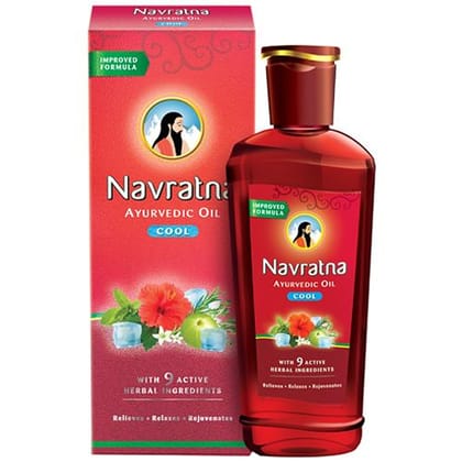 Navratna Ayurvedic Cool Oil - With 9 Active Ingredients, Relieves, Relaxes, Rejuvanates, 200 Ml