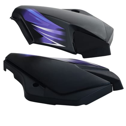 Side Panel / Side Cowl Set Fit For TVS StarCvti 110 Cc New Model Black (Purple Sticker)