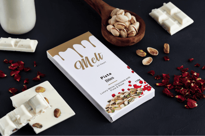 Melt Chocolates White Pista & Rose - Chocolate Bar, 70 gm