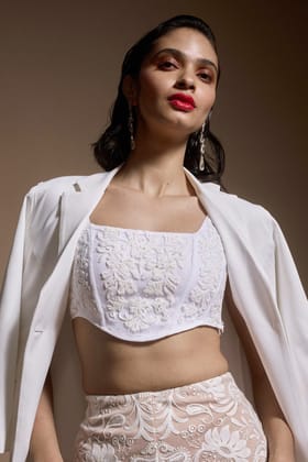 Embroidered Ivory Bralette-XXL / White