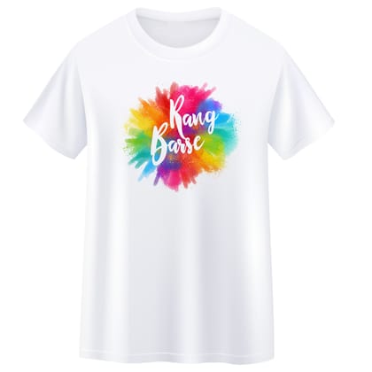 Assorted Holi Desgion for Men/Women and Kids White T-Shirt Half Sleeve Polyster-Small