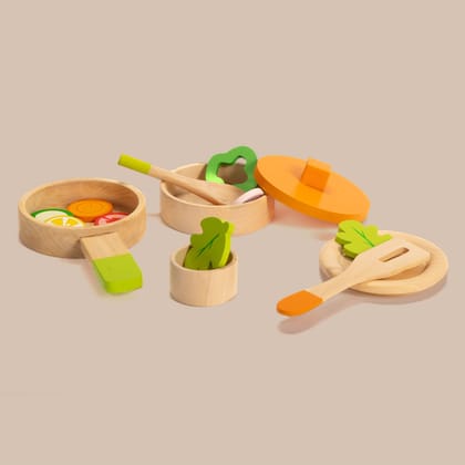 Wooden Kitchen Set - Cooking Set For Lil Chefs (3+ Years)