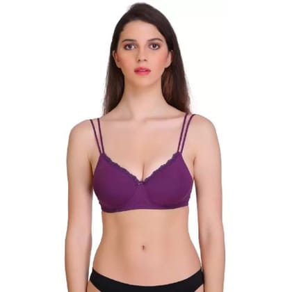 Gracewell Cotton Blend Wine Side Powernet Full Coverage Padded Bra (44B)