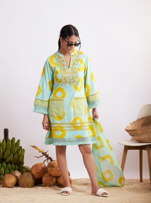 Ginger Dress (Blue and Yellow Bandani)-XS