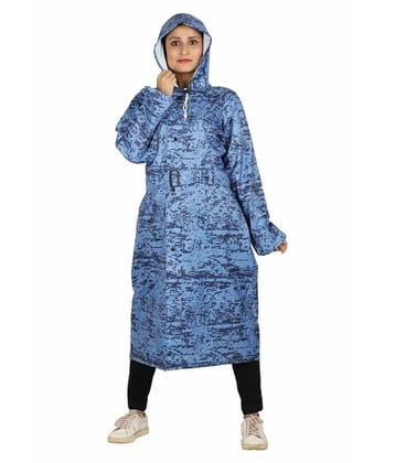 Goodluck Polyester Long Raincoat - Blue - XL