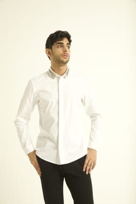 Stud Collar Shirt-S / White