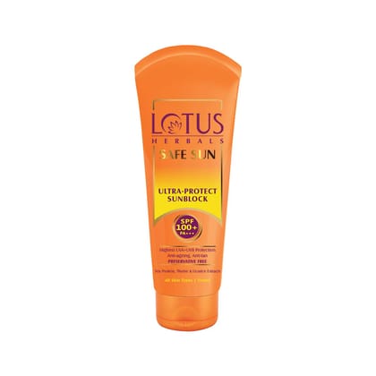 Lotus Herbals Safe Sun Ultra-Protect Sunscreen SPF 100+ PA+++, 50g | Highest UVA+UVB Protection, Anti-Ageing, Anti-Tan