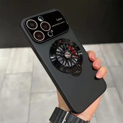 iPhone 15 Series Gyroscope Rotation Magnetic Stand Case With Camera Protection-iPhone 15 Pro / Black