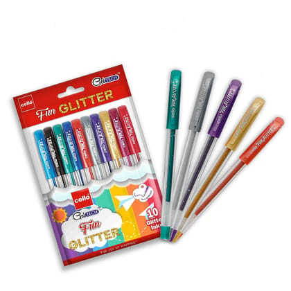 Cello Geltech Fun Glitter Gel Pen - Pack Of 10 - Multicolor