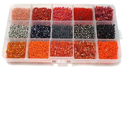 10 Pcs, Jewellery Making Seed Beads Fire Red Colors Kit[15 Colors]-MultiColor