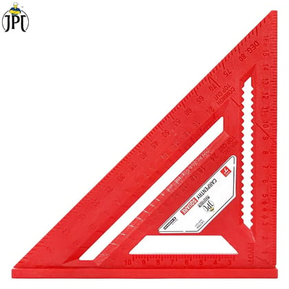 JPT 7-Inch Thickened 45°/90° Carpenter Square | ABS Build Triangle Ruler | Laser-Engraved Scale | Widened Base Design | Best For Carpentry, Woodworking, Construction, And DIY